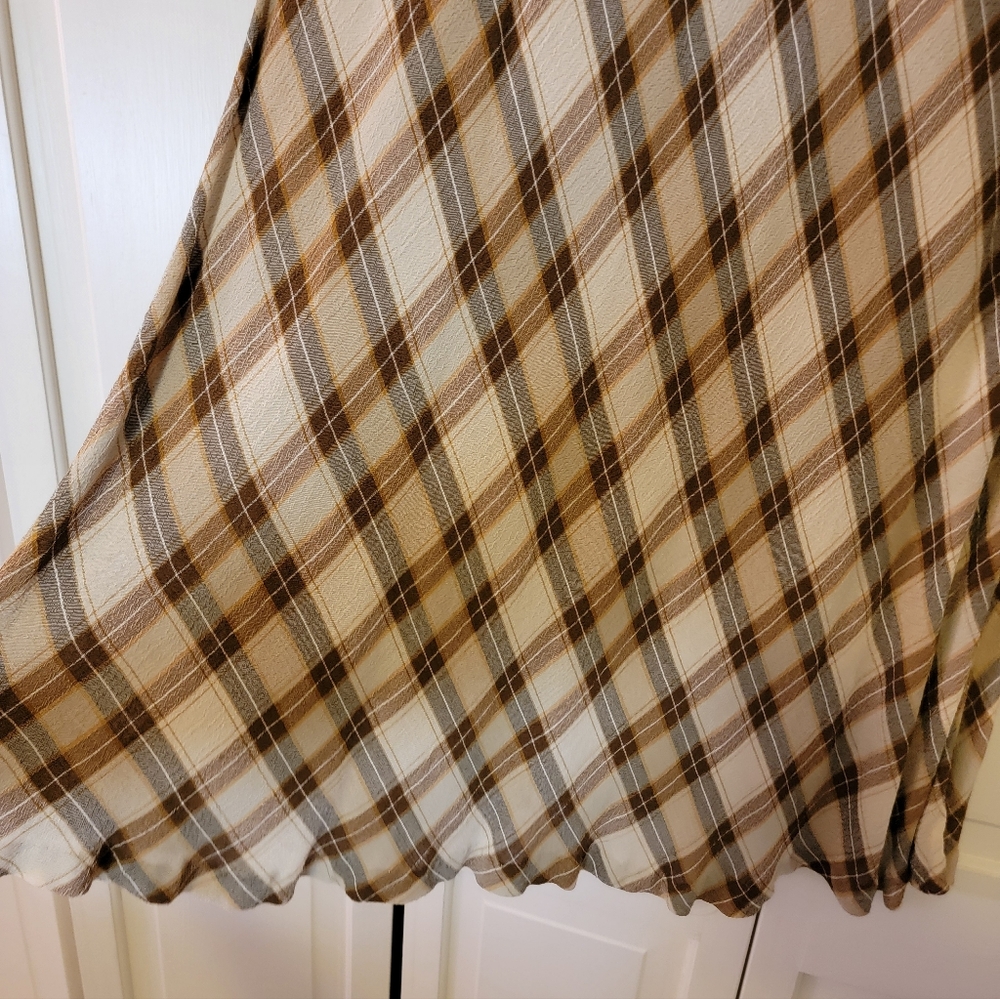 Nipon Studio Women's Plaid Maxi Skirt in Brown and Cream Vintage Size 14 NWT - Picture 3 of 7